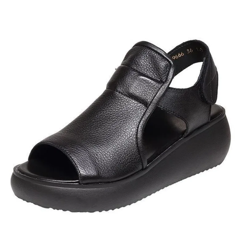 

2022 New Summer Women's Red Mackerel Tube Roman Sandals Leather Hollow Muffin Sexy Anti Slip Women's Sandals