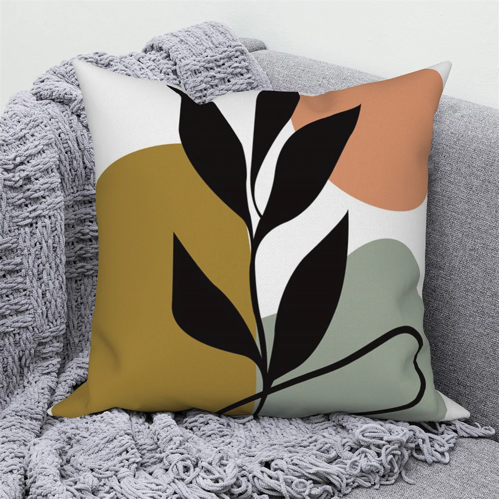 

Наволочка для украшения дома офиса автомобиля с абстрактными стеблями и листьями нордическая изогнутая наволочка для дивана