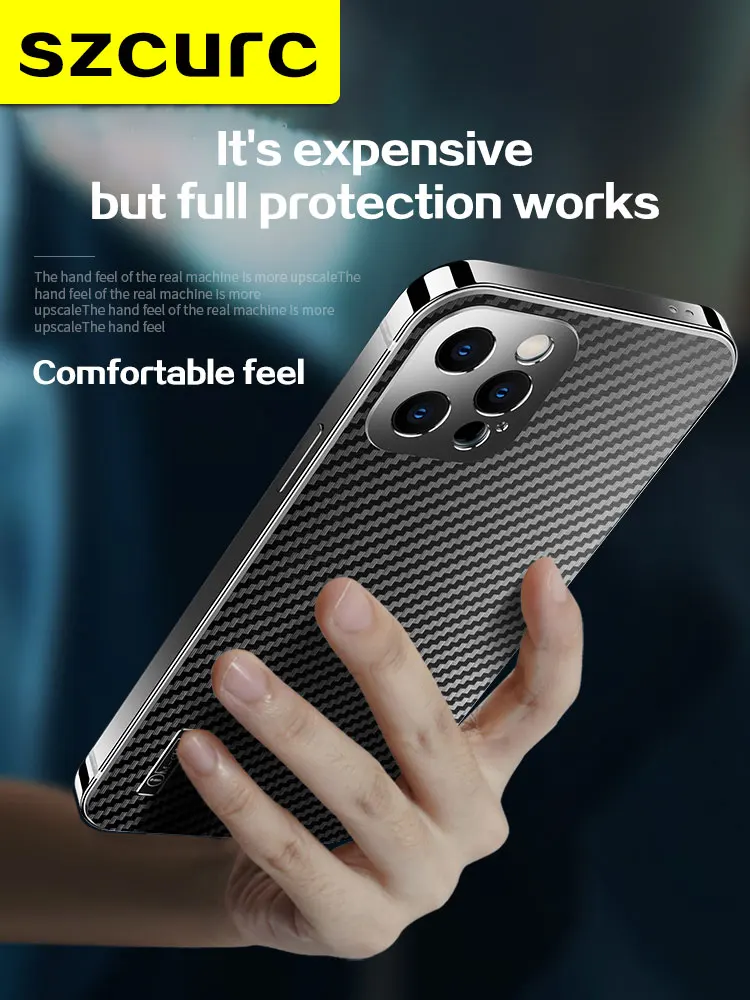 Kup Dla IPhone 13 Pro Max Etui Na Telefon IPhone 14 12 Luksusowe Nowe Obramowanie Ze Stopu Tytanu Z Włókna Węglowego Senseanti-fall Pokrowiec Ochronny