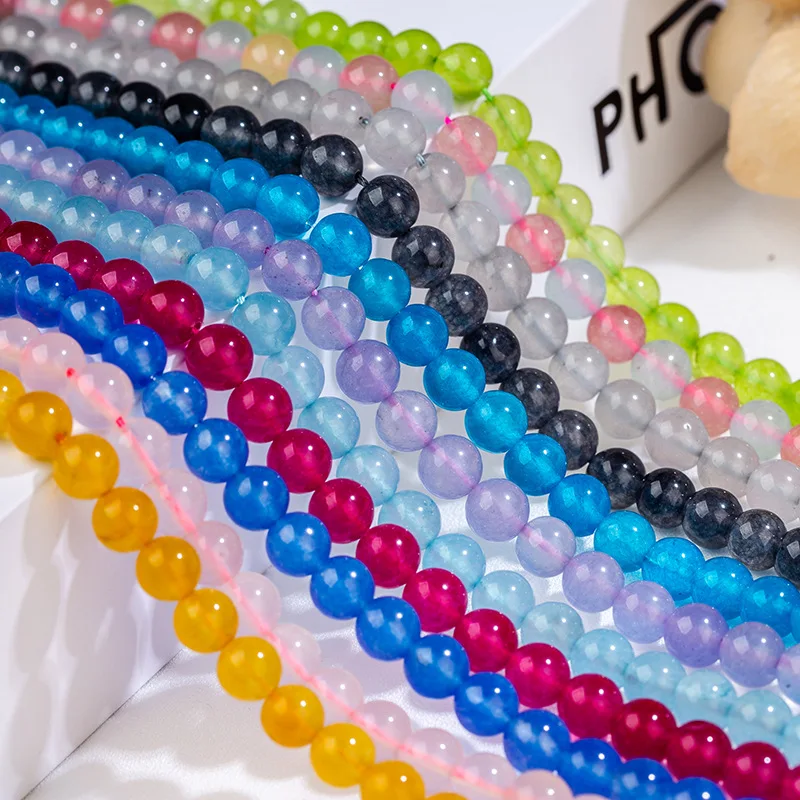 

Natural Stone Transparent Chalcedony Beads 8mm Semi-precious Stone Chalcedony Bead Jewelry Making DIY Necklace Bracelet 39cm