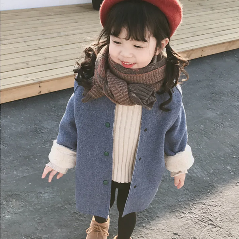 

Spring Autumn Kids Jacket For Girl Cat Print Back Long Sleeve Wool Children Girl Outerwear Fashion Toddler Baby Coats Clothes