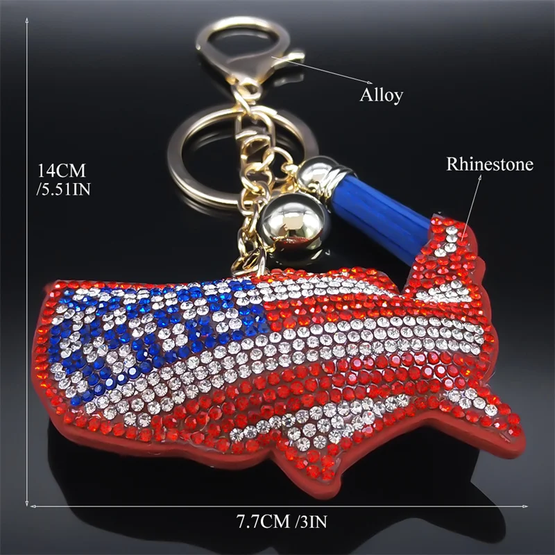 Брелок с американским флагом для женщин и мужчин брелок ключей золотого цвета