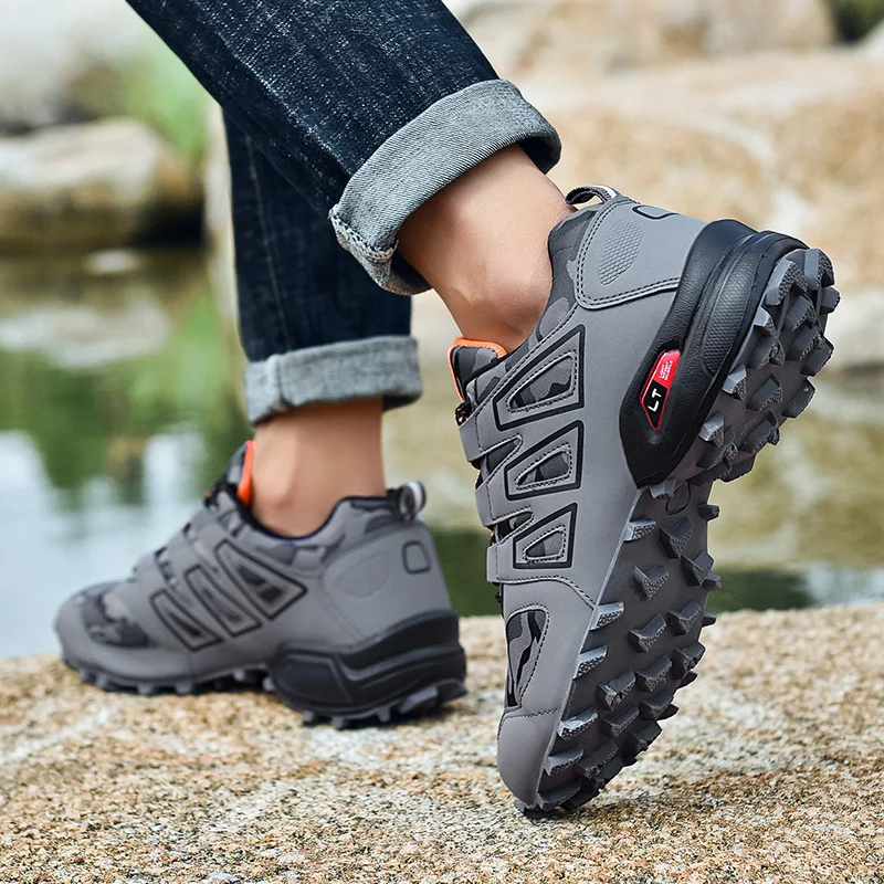 JIEMIAO Hiking Shoes Men Summer Sports Lightweight Breathable Hiking Fishing Shoes Woodland Work Boots Outdoor Trekking Shoes