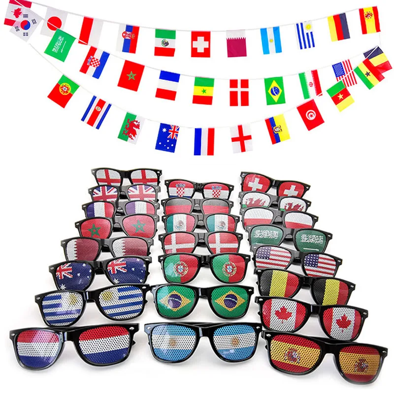 

2022 Qatar World Cup Flag country Stickers Sunglasses National Flags Football Eyewear