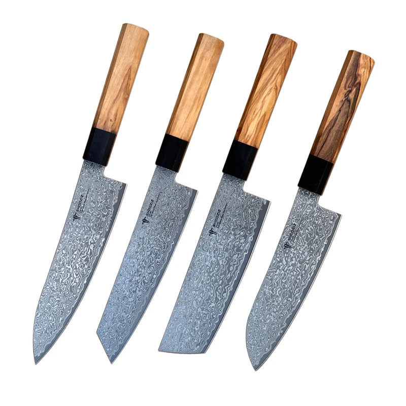 SHOOZIZ YA02 Набор ножей Дамасская сталь Оливковое дерево Ручка Нож шеф-повара для