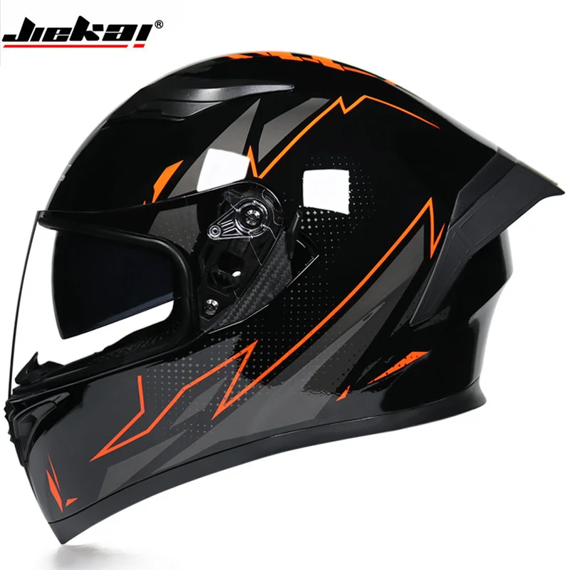 Suitable for motorcycle helmet full covering double lens running helmet electric vehicle off-road personality horn tail