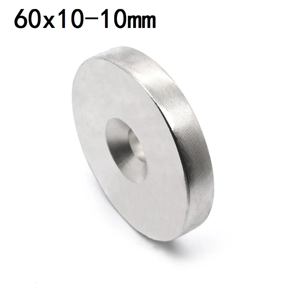 

1 шт. 60X10-10 большой круглый редкоземельный Мощный магнит 60 мм X 10 мм-10 мм неодимовый магнитный диск 60*10-10 постоянный магнит 60*10 отверстие 10