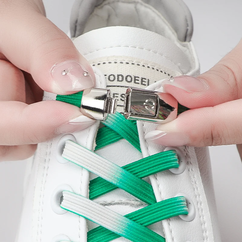 

No Tie Elastic Shoelaces Press Lock Shoe Laces Without Ties Shoe Lace Sneakers Kids Adult 8MM Widened Flat Shoelace for Shoes