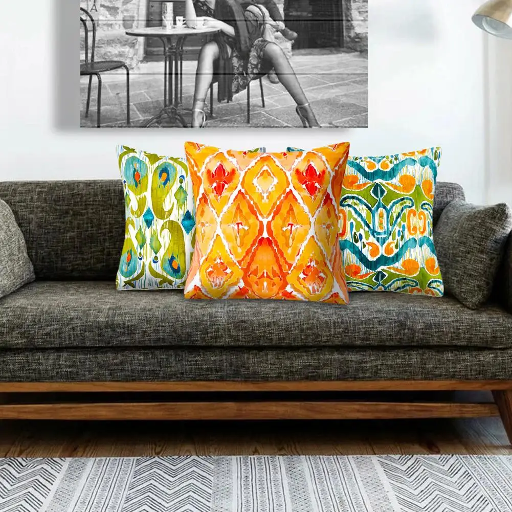 

4pcs Retro Watercolor Pillow Cases National Style Pillowcases Linen Cushion Covers For Sofa Living Room Decoration