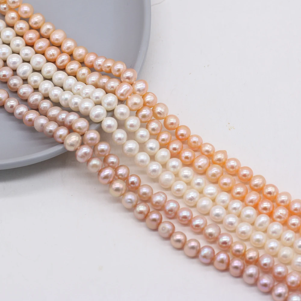 

Natural Freshwater Pearl Beaded Near Round Shape Bead Jewelry for DIY Jewelry Making Necklace Bracelet Length 36cm