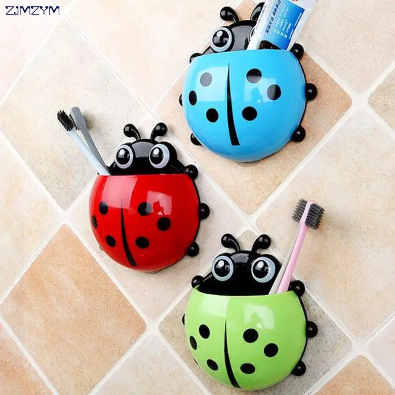 

1PC Cute Ladybird Beetle Toothbrush Toothpaste Shelves Pencil/Pen Storage Holders Racks Children Bathroom accessories для дома