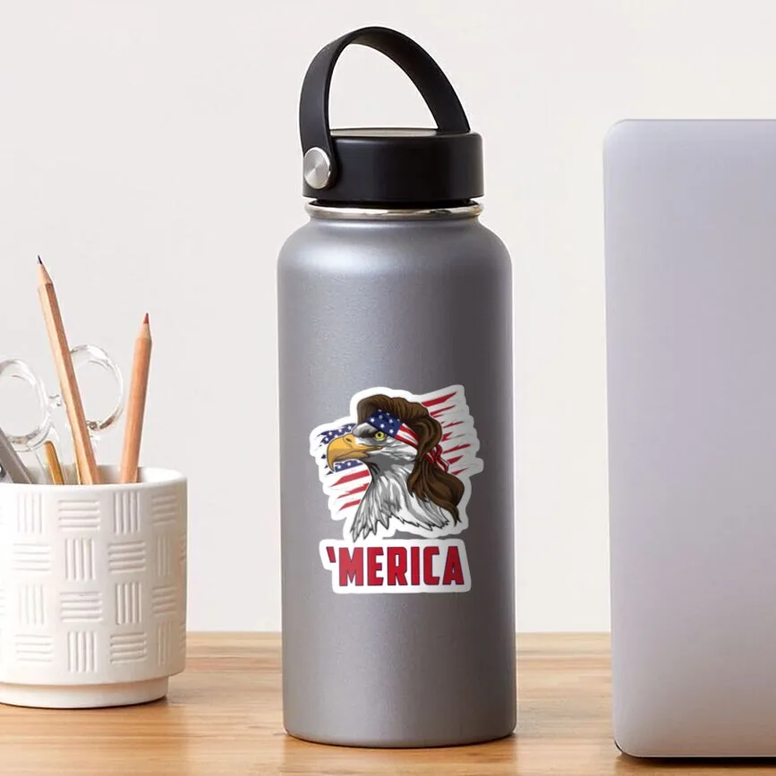 

Merica Eagle Sticker for Laptop Decor Bedroom Car Cute Cartoon Art Fashionable Public Suitcase