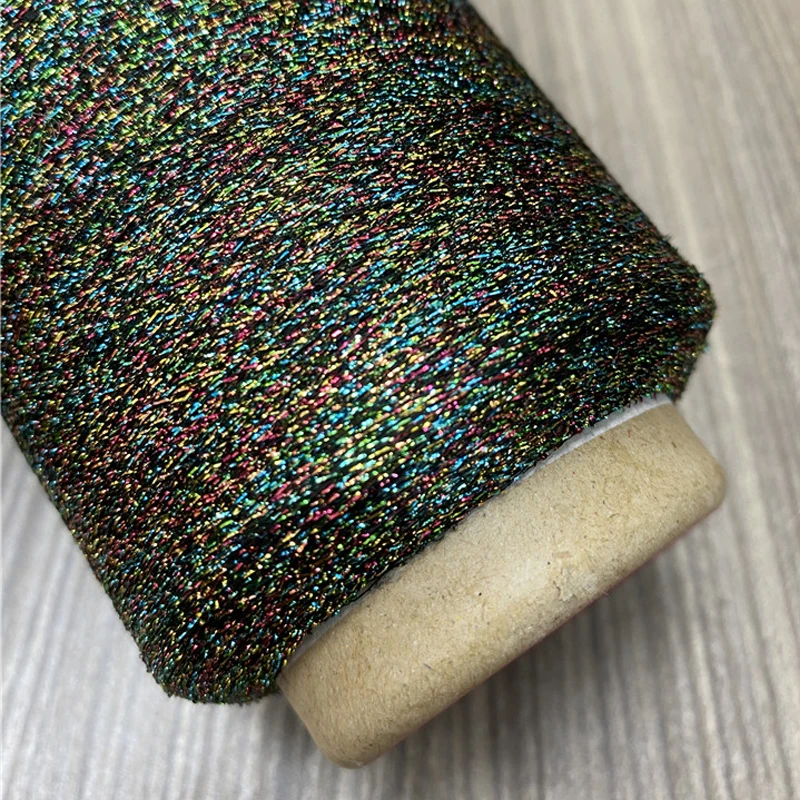 

New 500g Beautiful Colorful Fancy Space Dye Gold Silver Silk Metallic Yarn Crochet Weaving Yarn for Knitting Sewing Thread