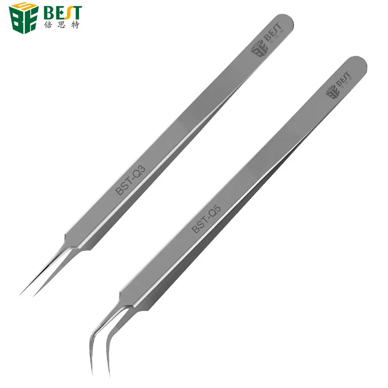 

BST-Q3/Q5 Stainless Steel Superfine Pointed Fly Line Tweezers Precision Elbow Fixture Microscope Fingerprint Special Tweezers