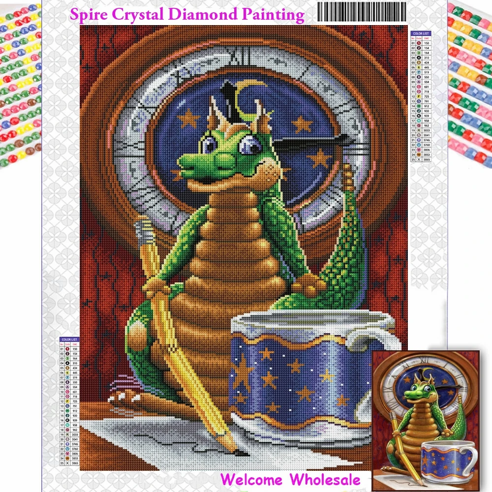 

Алмазная 5D картина с изображением кофеина и перегрузки, мультяшный дракон, полноразмерная мозаика, вышивка крестиком, украшение для дома, подарок