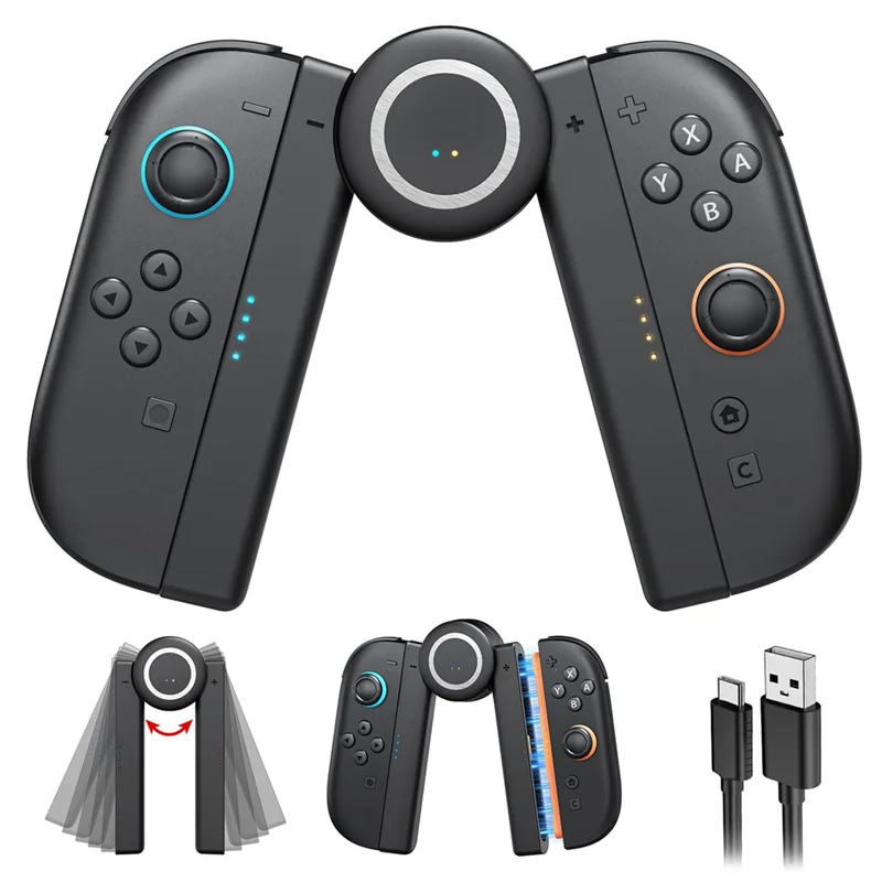 Фото 【Элегантный дизайн】Зарядная ручка Joycon 2 для Nintendo Switch 2, магнитная ручка-контроллер с 5 регулируемыми вращающимися позициями №2