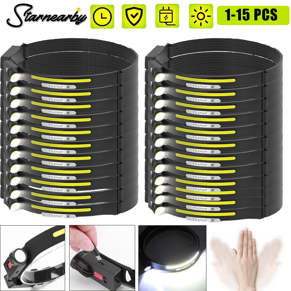 

Фонарь налобный светодиодный с зарядкой от USB, 4 режима, 1-15 шт.