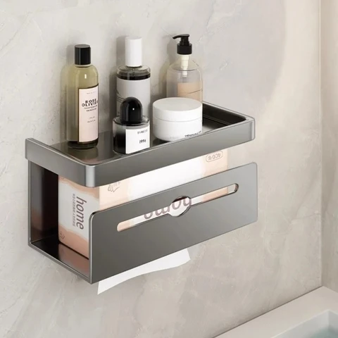 Держатель для туалетной бумаги без перфорации, настенный, с двойным выходом для бумаги, вешалка для салфеток в ванной комнате, подставка для мобильного телефона, органайзер