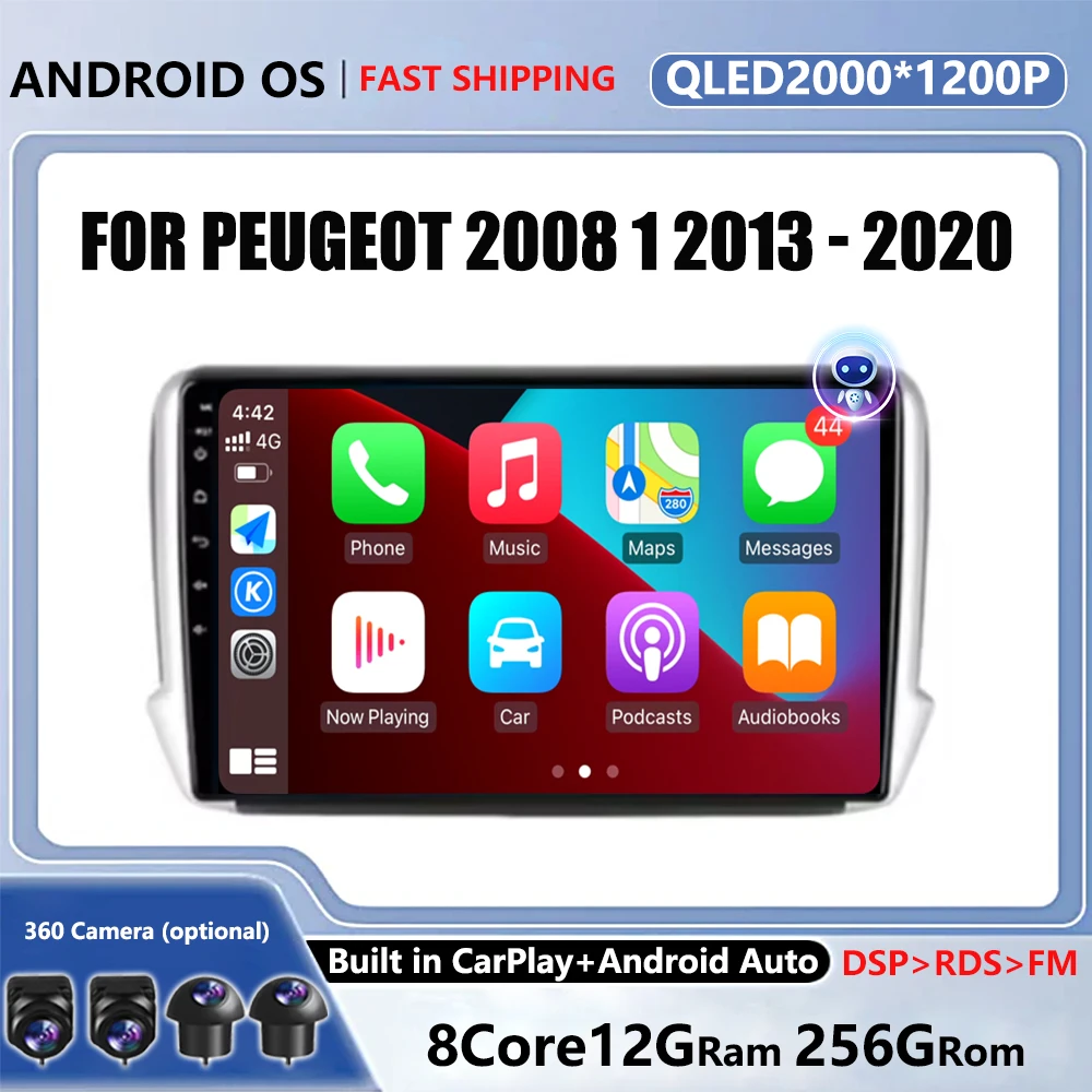 ОС Android для Peugeot 2008 1 2013-2020 Автомобильный мультимедийный головное устройство