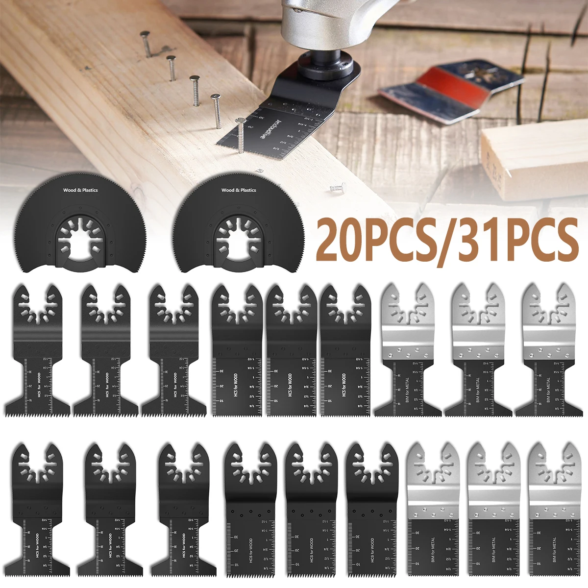 

20/31 pcs Oscillating Saw Blades Fast Cut Multitool Blade High Precision Saw Blade For Wood Plastic Metal Cutting Power Tools