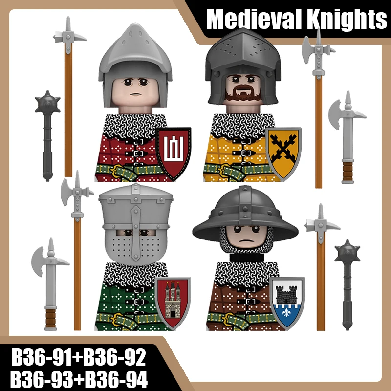 Конструктор MOC: Средневековый рыцарь, солдат, фигурка, военная армейская пехота, воин, щит, наплечные доспехи, шлем, кирпичики, игрушка (art.: 3920dbee04f04) - 3920dbee04f04