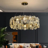 luxury crystal chandelier round hanging lamp modern living dining room decor kitchen lustre led creative pendant light fixture