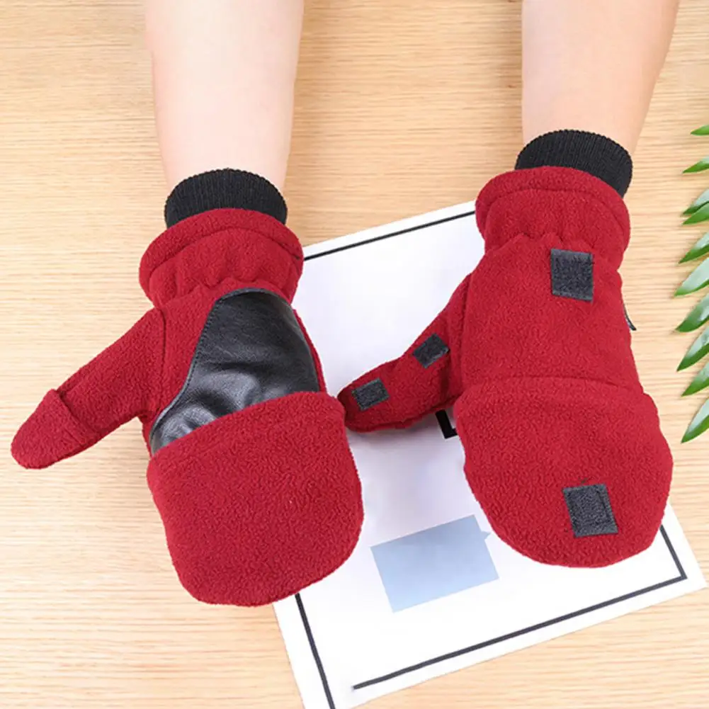 

1 Pair Chic Lady Winter Gloves Fleece Elastic Wrist Winter Outdoor Gloves Hiking Lady Winter Gloves