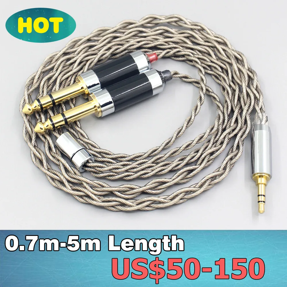 99% Pure Silver + Graphene Silver Plated Shield Earphone Cable For 3.5mm to Dual 6.5mm Male mixer amplifier audiophile LN007948