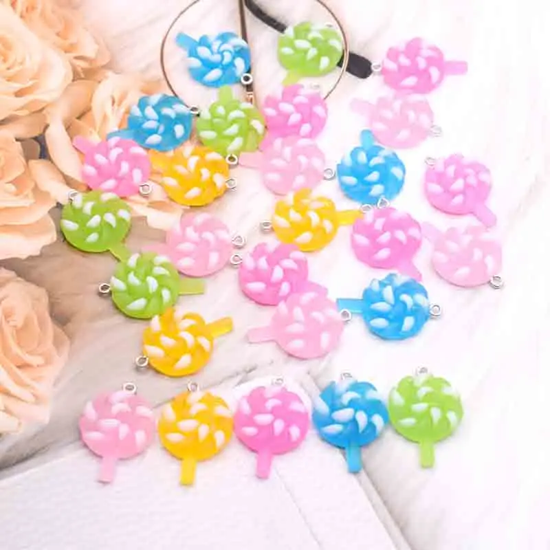 

10pcs 20*26mm Luminous Cream Gum Lollipop Charms For Pendant DIY Earrings Necklace Jewelry Accessories Finding