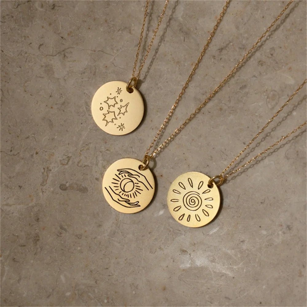 Celestial Lady Necklace Caitlyn Minimalism Street Necklace Sun Moon Stainless Steel Necklace Best Friend Gift Graduation Gift