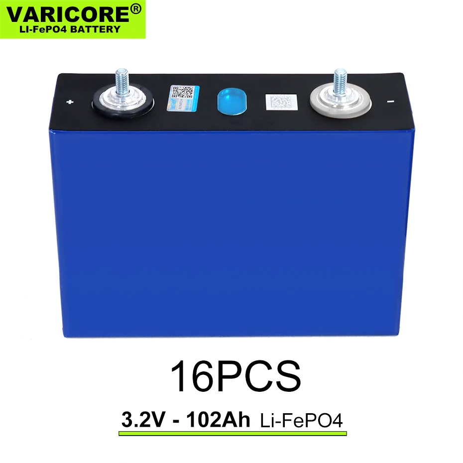

16pcs 3.2v 102Ah Lifepo4 Rechargeable Battery Lithium Iron Phosphate DIY 12v 24v E-scooter Energy Solar Cell Grade A batteries