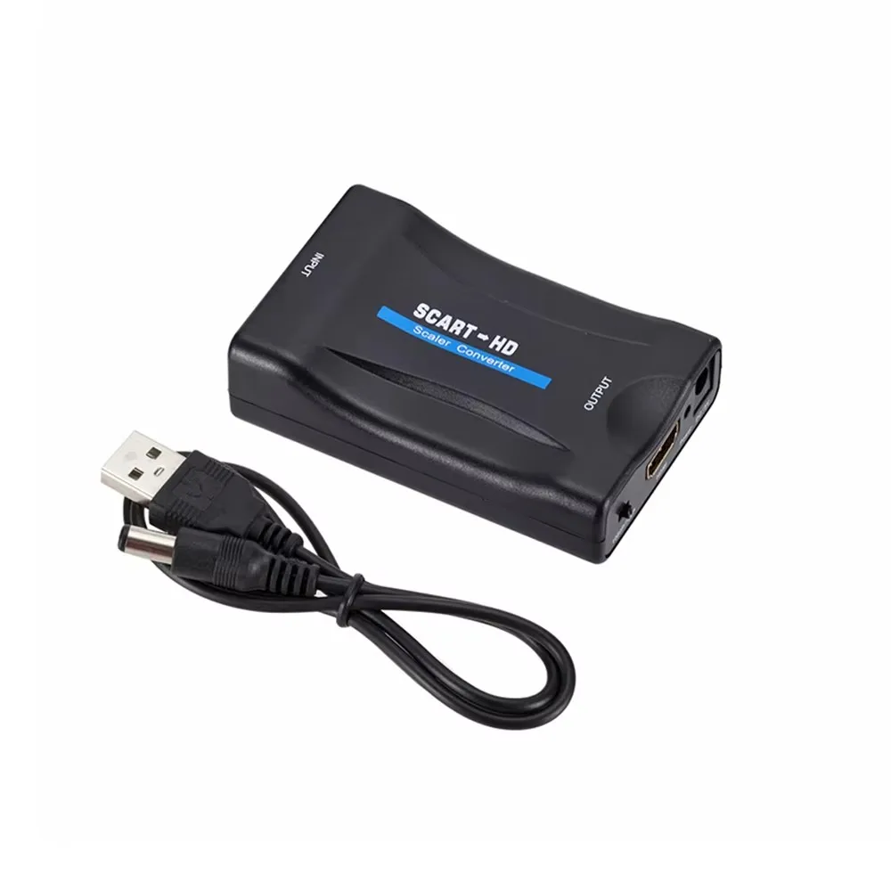Фото Конвертер SCART в HDMI 1080P с кабелем питания, аудио-видео адаптер с функцией улучшения качества, Plug and Play для HDTV, Sky Box, STB, DVD №4