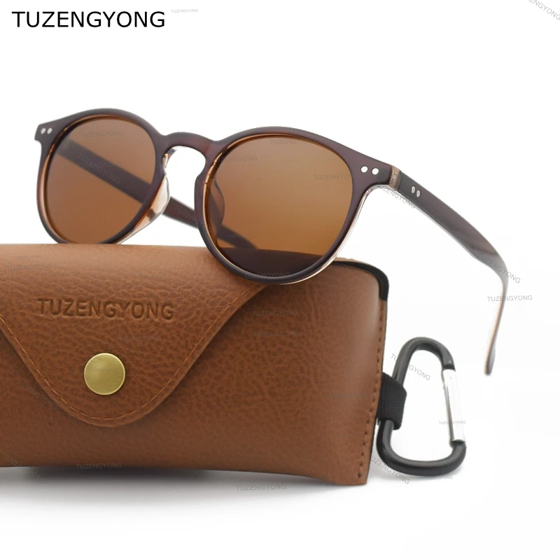 

TUZENGYONG New Unisex Ultralight TR90 Polarized Sunglasses Men Women Driving Round Pink Shades Vintage UV400 Sun Glasses