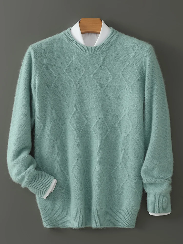 Мужской кашемировый свитер с круглым вырезом ANGEL плотный вязаный пуловер