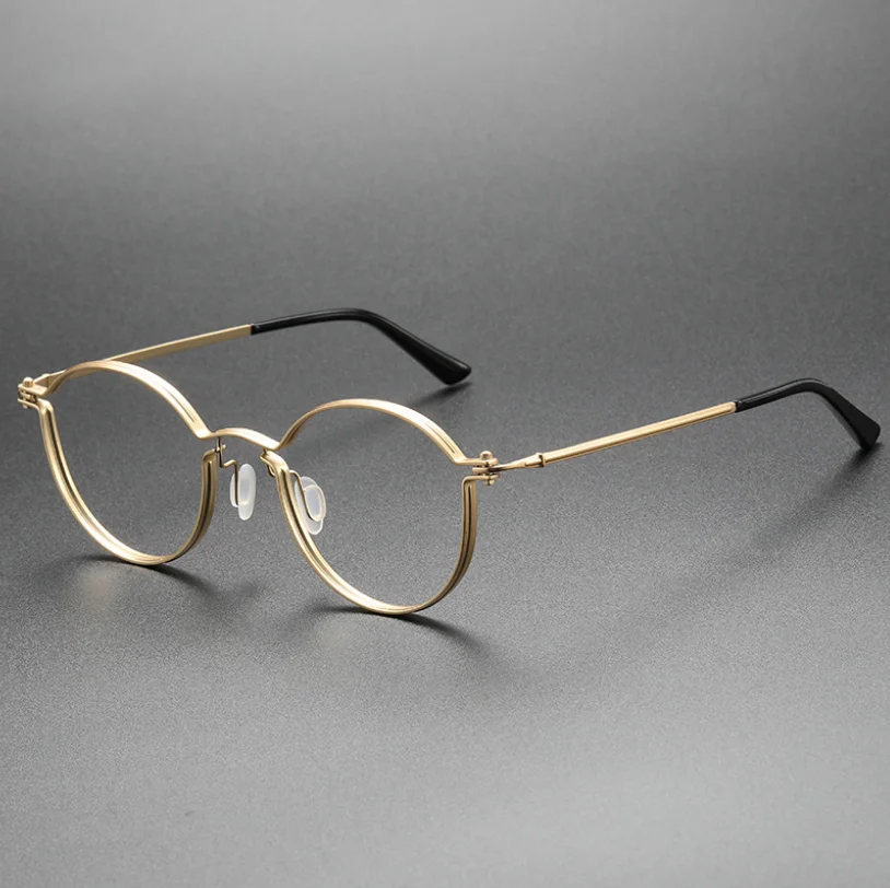 

Pure Titanium Progressive Multi-focal Reading Eyeglasses Round Frame Men Retro Optical Eyewear See Near Far Glasses for Women