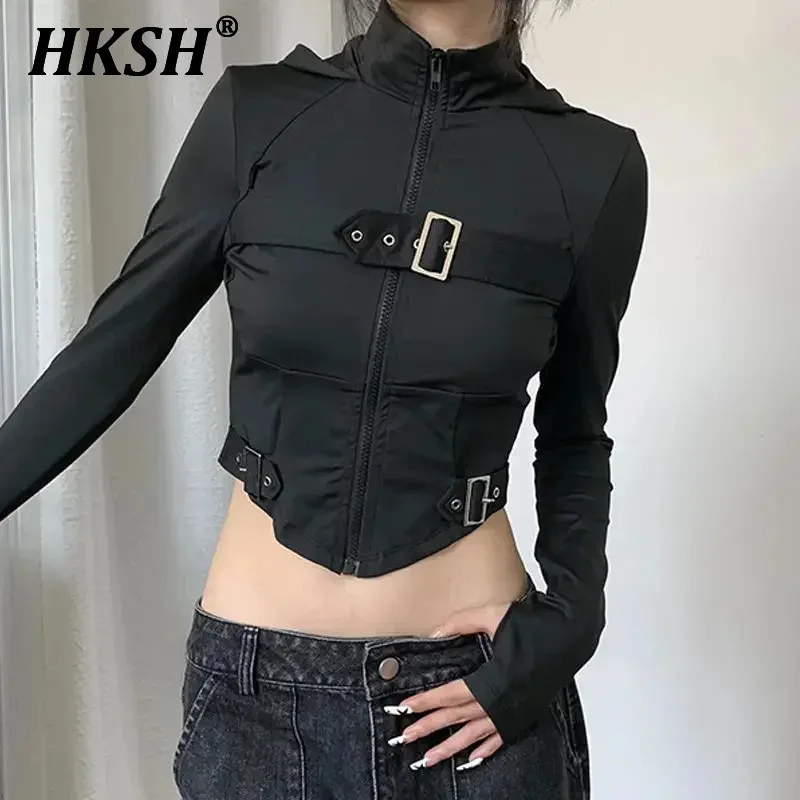 Новинка на осень HKSH женское модное Укороченное пальто застежке-молнии в стиле
