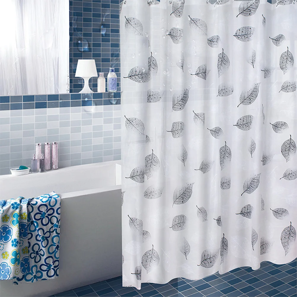 

Leaf Prints Partition PEVA Curtain Shower Curtain Waterproof Copper Ring Shower Curtains Bathing Curtain Home Shower