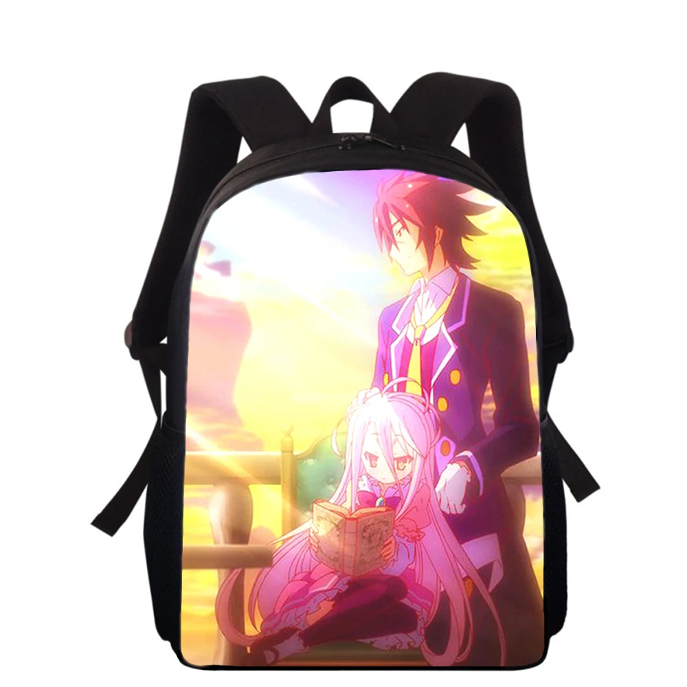 NO GAME NO LIFE Anime 15” 3D Print Kids Backpack Primary School Bags for Boys Girls Back Pack Students School Book Bags