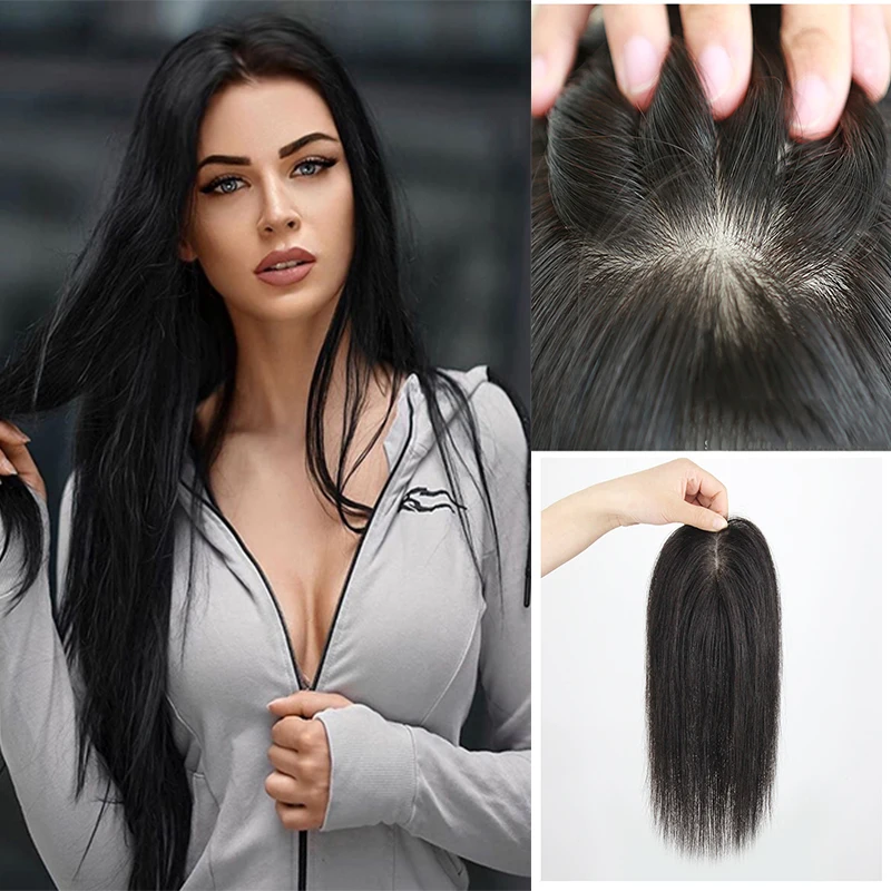 Soft Long Silk Top Straight Wigs Brazilian Remy Natural Hairpiece Silk Base Extensions Human Hair Silk Base Toupee For Women