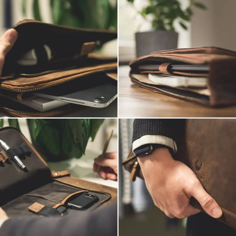 

London Genuine Sleeve Notebook Briefcase For Men - Perfect for Business Professionals & Students.