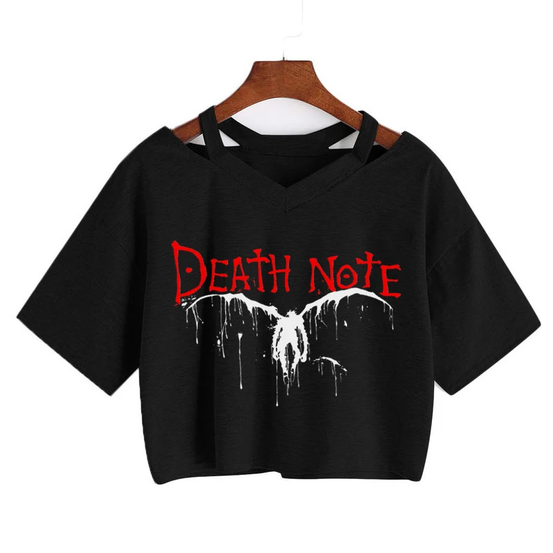 Anime Death Note Shinigami Ryuk T-shirt Women Short Sleeve Crop Tops Japanese Manga Light Yagami L print Tee Vintage Punk Tops