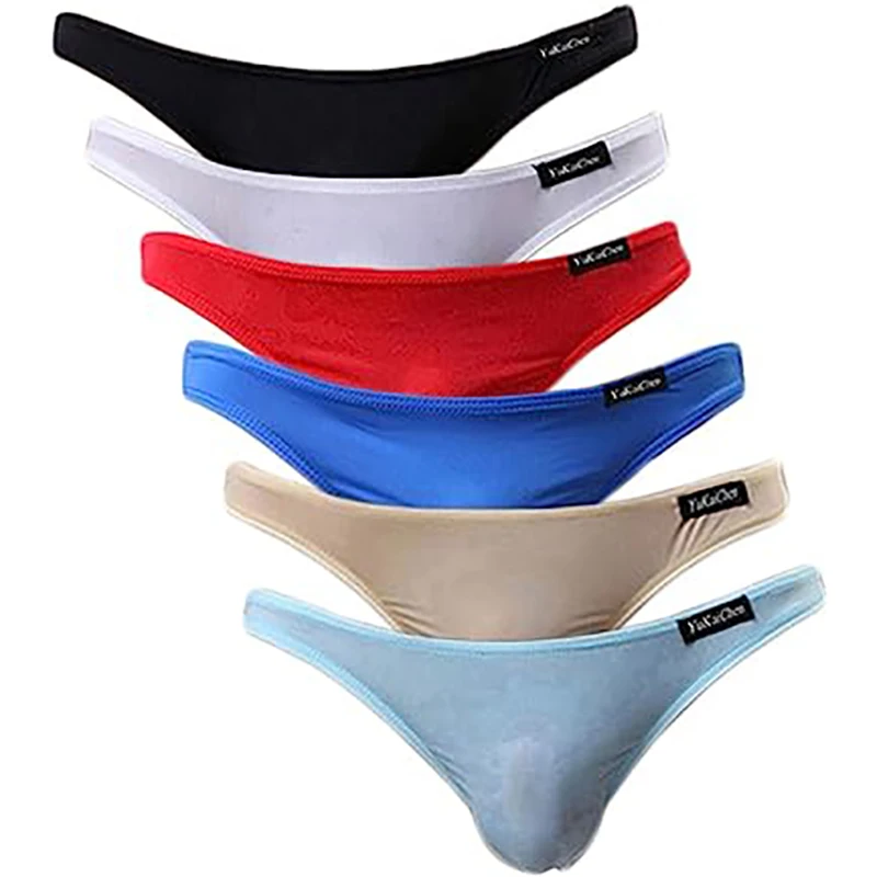 Men's Briefs Low Rise Ice Silk Bikinis Seamless Underwear Sexy Briefs