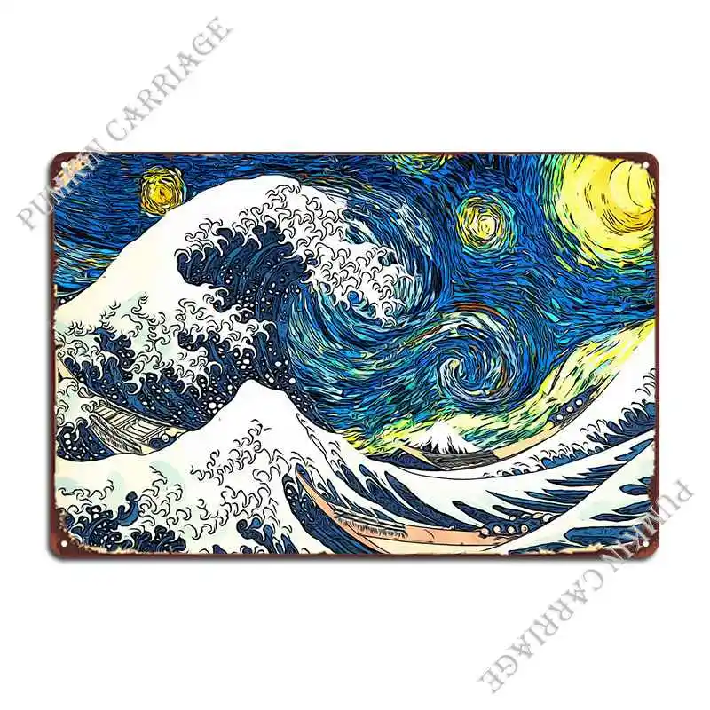 

Металлический плакат с надписью «Great Wave», Настенная роспись для винтажного кинотеатра, Классический жестяной плакат