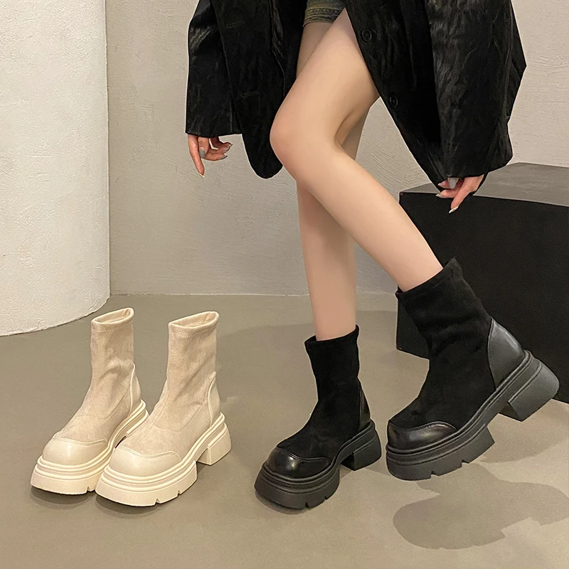 Женские ботинки женская обувь осенне-зимняя челси женские 2024 черные ботильоны в
