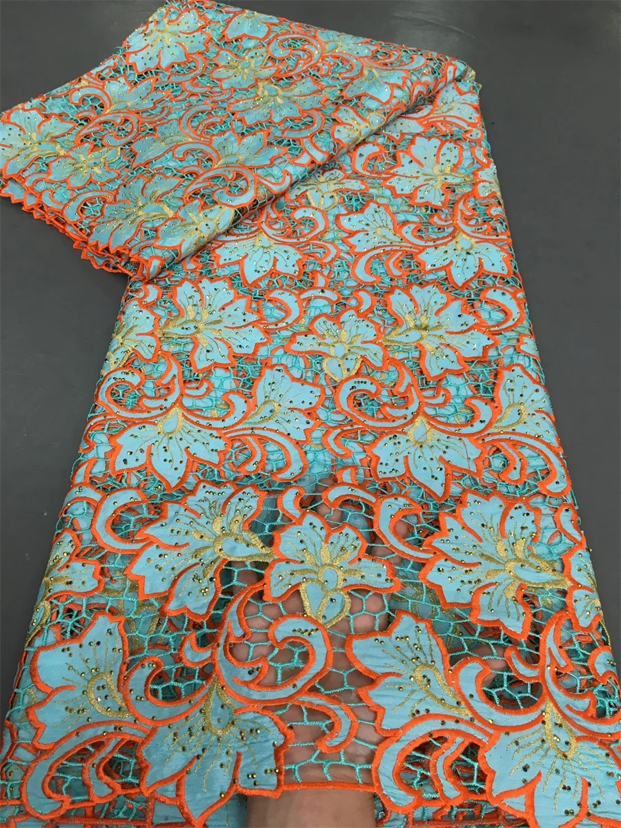 Швейцарский хлопок в Швейцарии кружевная африканская вышитая ткань для