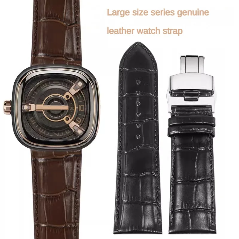 

Universal Various Brands' Large-sized Leather Watch Strap With Men's 20/22/23/24/26/28mm