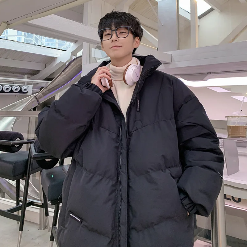 Winter Jacket Men Warm Fashion Grey Black Oversized Thicken Jacket Men Streetwear Korean Loose Thick Short Coat Mens Parker