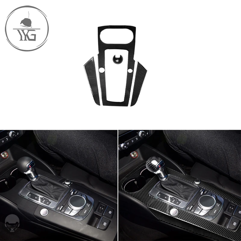 

For Audi A3 8V 2012-2017 Real Carbon Fiber Control Gear Shift Panel Decorative Cover Car Styling Sticker Buttons Frame Interior