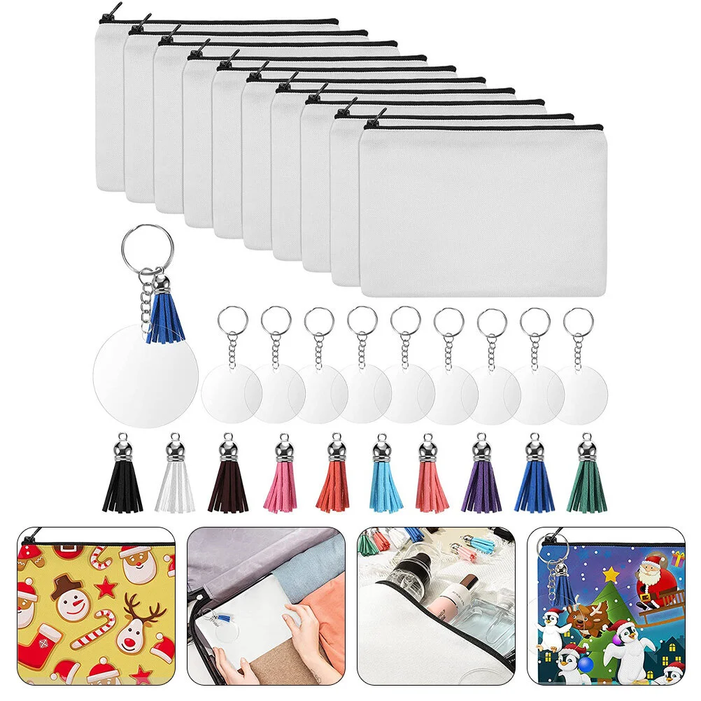 

Термотрансферная Холщовая Сумка для девушек, набор для макияжа для мытья, ремесла «сделай сам», сумки для косметики на молнии, сублимационные заготовки для путешествий