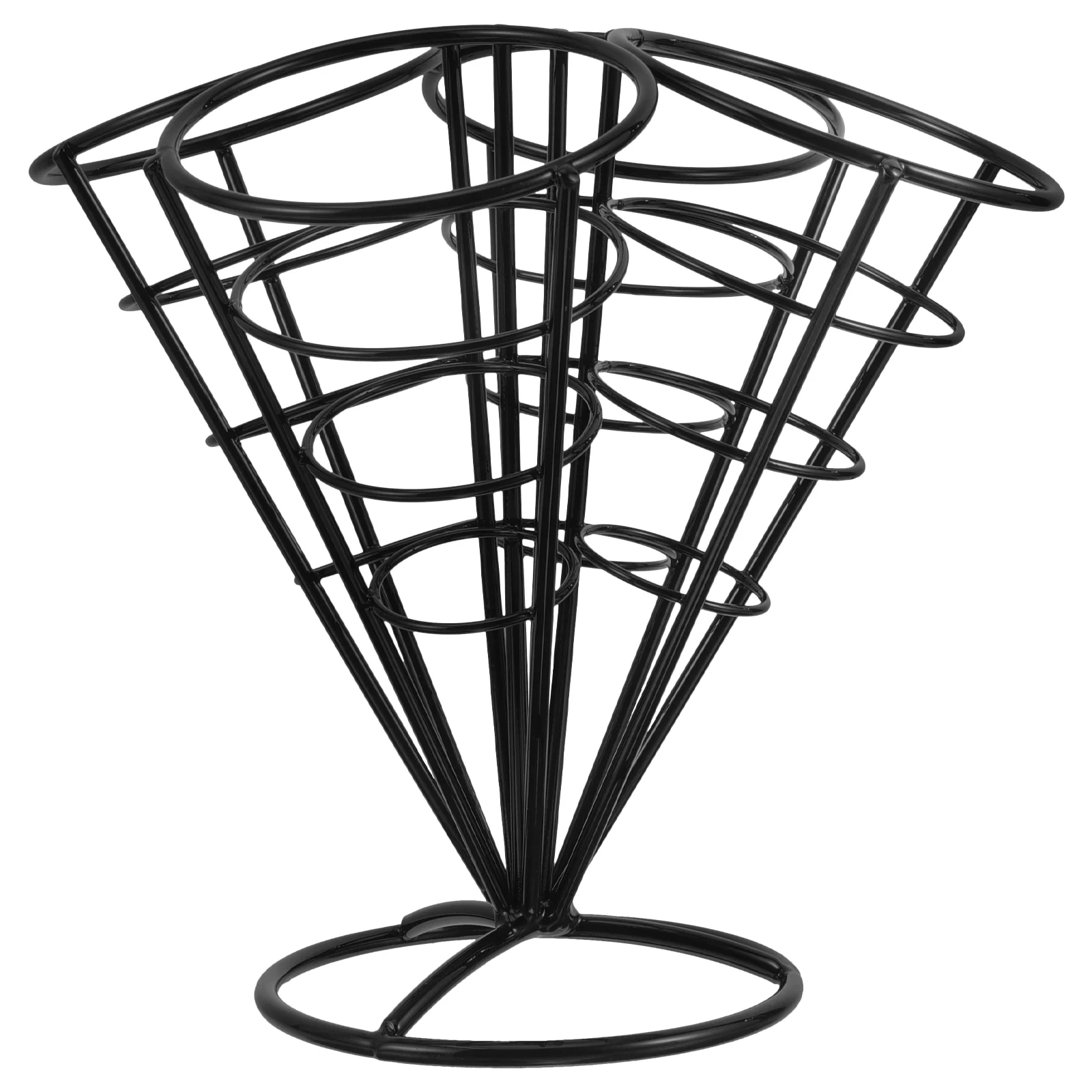 

Appetizer Display Stand French Fries Holder Black Shelfs Single Head Cone Cups Fried Chicken Stainless Steel Snack Holders